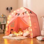 Grande tente enfant, cabane enfant interieure exterieur avec lumires, drapeaux, 2 portes, 2 fentres, ...
