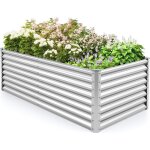 Goplus jardinieres exterieur sur�lev� en m�tal robuste, carre potager haut pour plante avec plaque ondul� ...