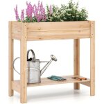 Goplus - jardinières exterieur surélevée en bois, carre potager avec Étagère de rangement inférieur, ... Goplus - jardinières exterieur surélevée en bois, carre potager avec Étagère de rangement inférieur, ...