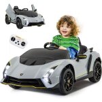Goplus - lamborghini voiture electrique enfants 12v, voiture enfant electrique avec t�l�commande, lumi�res ...
