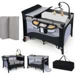 Goplus lit b�b� parapluie, avec matelas, table � langer, sac de rangement, lit b�b� de voyage pliable ...