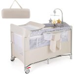 Lit parapluie bébé avec matelas, 5 en 1 berceau bébé evolutif avec table à langer, jouets, roues verrouillable ... Lit parapluie bébé avec matelas, 5 en 1 berceau bébé evolutif avec table à langer, jouets, roues verrouillable ...