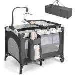 Goplus - lit parapluie bébé avec matelas, boîte à musique, 3 jouets, sac de transport & sac latéral, ... Goplus - lit parapluie bébé avec matelas, boîte à musique, 3 jouets, sac de transport & sac latéral, ...