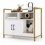 Maison de toilette pour chat, 89 x 45 x 74, 5 cm, armoire pour chat cadre en acier avec compartiments ...