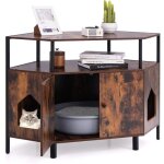 Maison de toilette pour chat, meuble litire pour chats design hectangulaire avec tagre ouverte, 2 ...