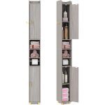 Goplus meuble colonne rangement pour salle de bain avec porte - rouleau papier toilette, armoire etroit ...