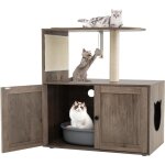 Meuble liti�re pour chats, maison de toilette pour chats avec griffoir en sisal, tiroir pratique, tapis ...