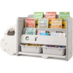 Goplus meuble rangement enfant en forme de voiture, biblioth�que pour enfant en hdpe, avec 2 bo�tes amovibles ...