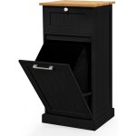 Goplus meuble salle de bain avec panier � linge, avec tiroir, armoire inclinable & panier � linge 38l ...