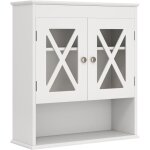Meuble wc, armoire murale de salle de bain avec tagre rglable & ouverte, placard rangement suspendu ...