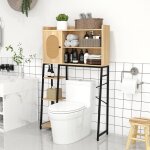 Meuble wc au - dessus des toilettes, meuble salle de bain avec porte en rotin pe et tagre rglable, ...