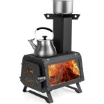 Goplus - mini pole  bois portable, four  bois pliable de camping avec 2 positions de cuisson, poigne ...