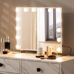 Goplus - miroir mural avec éclairage, miroir de maquillage avec 14 led variable, 3 couleurs de lumière, ... Goplus - miroir mural avec éclairage, miroir de maquillage avec 14 led variable, 3 couleurs de lumière, ...