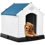 Niche pour chien en plastique avec trous de ventilation et plancher surlev, maison pour chien avec ...
