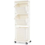 Panier a linge à 3 niveaux, 4 roulettes, 2 petits paniers et 1 grand panier, panier à linge avec poignées ... Panier a linge à 3 niveaux, 4 roulettes, 2 petits paniers et 1 grand panier, panier à linge avec poignées ...