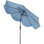 Parasol de jardin exterieur 280 cm, parasol  frange double toit avec manivelle, toile protection uv, ...