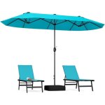 Parasol de jardin exterieur avec pied, 4m parasol double face avec manivelle et ventilation, grand parasol ...