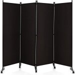 Paravent sparation pliant avec roulettes - cadre en mtal - idal pour maison, bureau, hpital, 225x173cm, ...