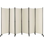 Paravent sparation pliant avec roulettes - cadre en mtal - idal pour maison, bureau, hpital, 335x172cm, ...