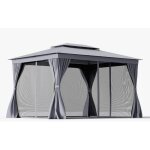 Pergola jardin exterieur 3 x 4 m, jardin stable avec cadre m�tal, 8 piquets, pavillon r�sistant � l'eau ...