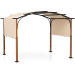 Pergola rtractable 360 x 300 cm, pergola de terrasse arque avec auvent rglable, piquets de sol, cadre ...