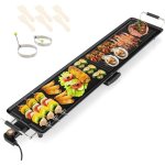 Goplus - plancha lectrique xxl 1800w, thermostat ajustable, plancha grille table antiadhsive & lavable ...