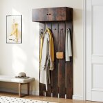 Goplus porte - manteau mural, pat�re murale entr�e rangement avec 5 crochets et armoire � 2 portes, �tag�re ...