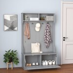 Goplus portemanteaux pour entr�e, meuble entr�e avec banc, armoire de rangement, 5 crochets doubles, ...