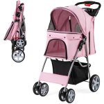 Poussette pliable pour chien et chat avec panier de rangement et auvent rglable, chariot pour animaux ...