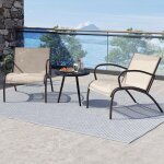 Goplus salon de jardin 2 personnes, 3 pcs salon de balcon avec table basse ronde, 2 fauteuils jardin ...