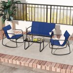 Goplus salon de jardin 2 personnes, 3pcs table basse avec 2 fauteuils jardin?salon de bistrot avec cadre ...