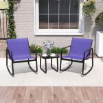 Goplus salon de jardin 2 personnes, table basse avec 2 chaises � bascule?3pcs salon de bistrot avec cadre ...