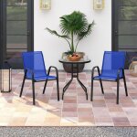 Goplus salon de jardin ext�rieur 2 personnes avec 2 fauteuils et table basse, salon de balcon avec plateau ...
