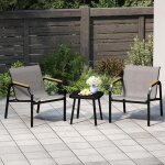 Goplus salon de jardin exterieur 2 personnes, table basse en verre tremp avec chaises en tissu, 3 pcs ...