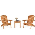 Goplus salon de jardin exterieur 2 personnes, table exterieur avec 2 chaises adirondack pliantes 3 pi�ces ...