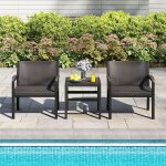Goplus salon de jardin exterieur 2 personnes, table avec 2 chaises d'ext�rieur, salon de balcon en rotin ...