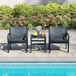 Goplus salon de jardin exterieur 2 personnes, table avec 2 chaises d'ext�rieur, salon de balcon en rotin ...
