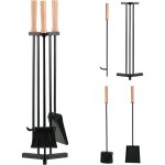 Goplus serviteur chemin�e 4 pcs en m�tal, accessoires chemin�e 71 cm avec tisonnier, pelle, balai et ...