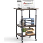 Goplus support d'imprimante 3 niveaux 49�40�77 cm, meuble imprimante � roulettes verrouillables avec ...