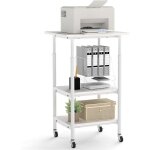Goplus support d'imprimante 3 niveaux 49�40�77 cm, meuble imprimante � roulettes verrouillables avec ...