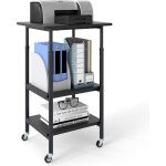 Goplus support d'imprimante 3 niveaux 49�40�77 cm, meuble imprimante � roulettes verrouillables avec ...
