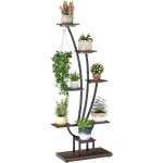 Goplus - support plantes int�rieur avec lumi�res r�glables, porte plante interieur avec �tag�re en m�tal ...