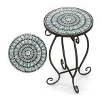 Goplus - table d'appoint en mosaïque avec plateau en carreaux & cadre en métal robuste, support pour ... Goplus - table d'appoint en mosaïque avec plateau en carreaux & cadre en métal robuste, support pour ...