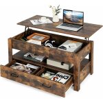 Goplus table basse relevable avec 2 tiroirs 106x50x61cm, charge 50kg avec compartiment cach�, 1 etagere ...