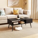 Table basse de salon carree avec tiroir, pieds en bois massif, table d'appoint a cafe pour cuisine chambre ... Table basse de salon carree avec tiroir, pieds en bois massif, table d'appoint a cafe pour cuisine chambre ...