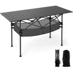 Goplus table de camping pliante ext�rieure avec dessus enroulable en alu. ultra legere, table de pique ...