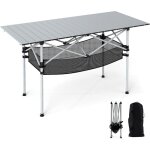 Goplus table de camping pliante ext�rieure avec dessus enroulable en alu. ultra legere, table de pique ...