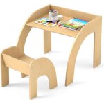 Goplus - table enfant avec chaise, bureau enfant en bois avec chaise ergonomique, plateau large, petit ... Goplus - table enfant avec chaise, bureau enfant en bois avec chaise ergonomique, plateau large, petit ...