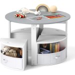 Goplus - table enfant avec rangement, 4 tabourets empilables, 4 tiroirs en tissu et patins antidrapants, ...