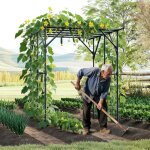 Goplus trillis de concombres, support pour plantes grimpantes vignes en mtal revtu de pe antirouille, ...